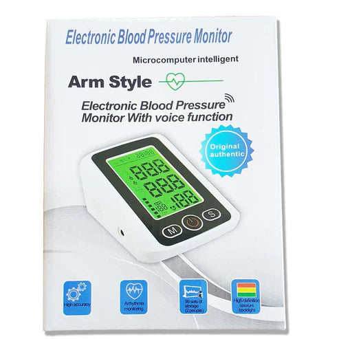 Home Large Screen Voice Electronic Sphygmomanometer Three Color Backlight Blood Pressure Monitor Arm Type Voice Sphygmomanometer